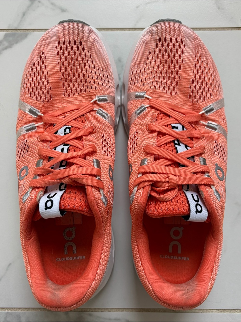 On Running Cloudsurfer Flame White Pink Orange Womens Size 8 Used - Picture 3 of 8